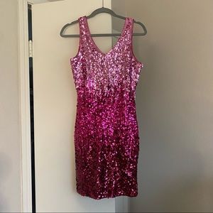 Pink ombré sequin dress